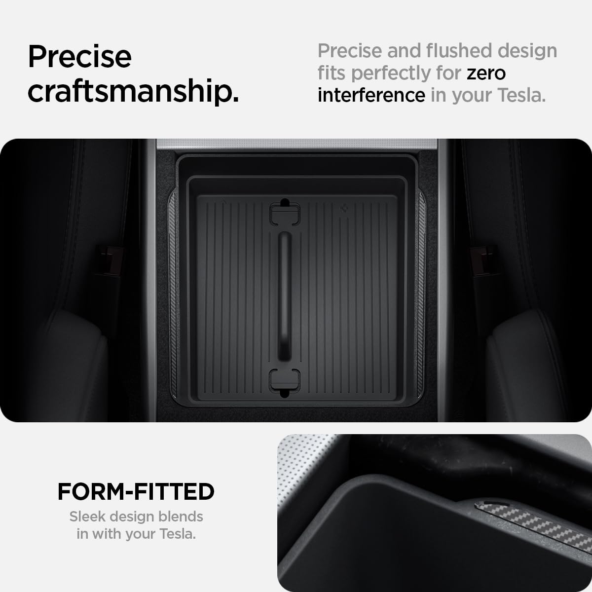 Spigen easy to install fit engages Model Y and Model 3 interiors