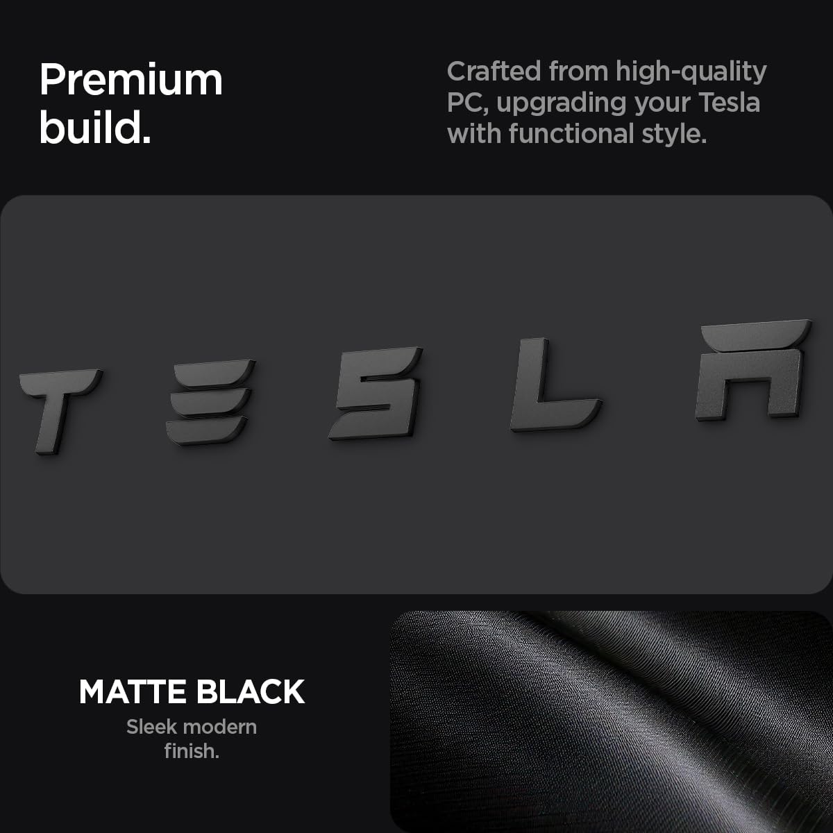 Emblem protection feature shields logo from weather and daily wear on Model 3 Highland.