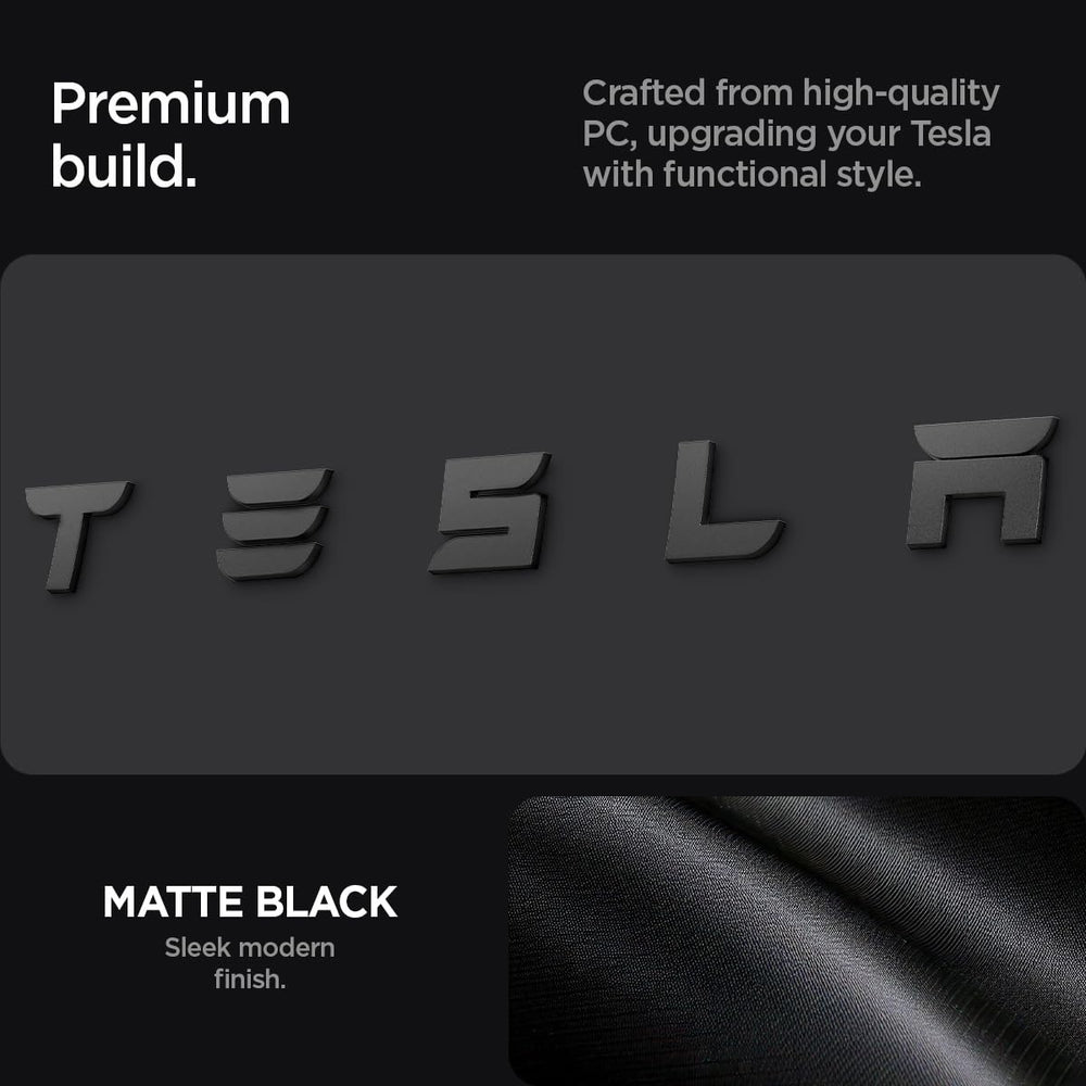 Emblem protection feature shields logo from weather and daily wear on Model 3 Highland.