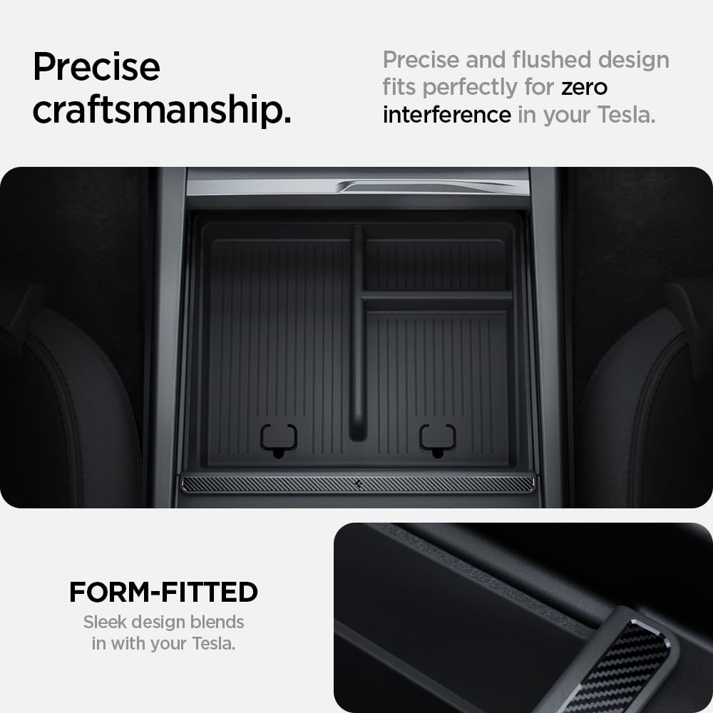 Tight, precise fit for the Model Y Juniper center console by Spigen.