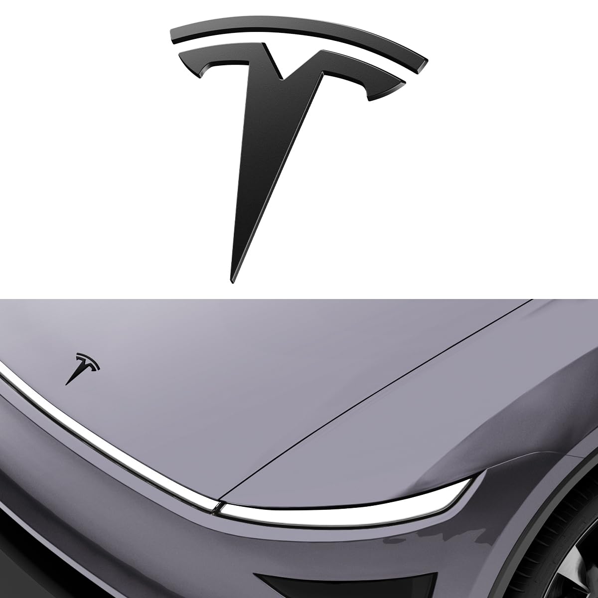 Spigen front emblem badge for Tesla Model Y with precise alignment for a premium look