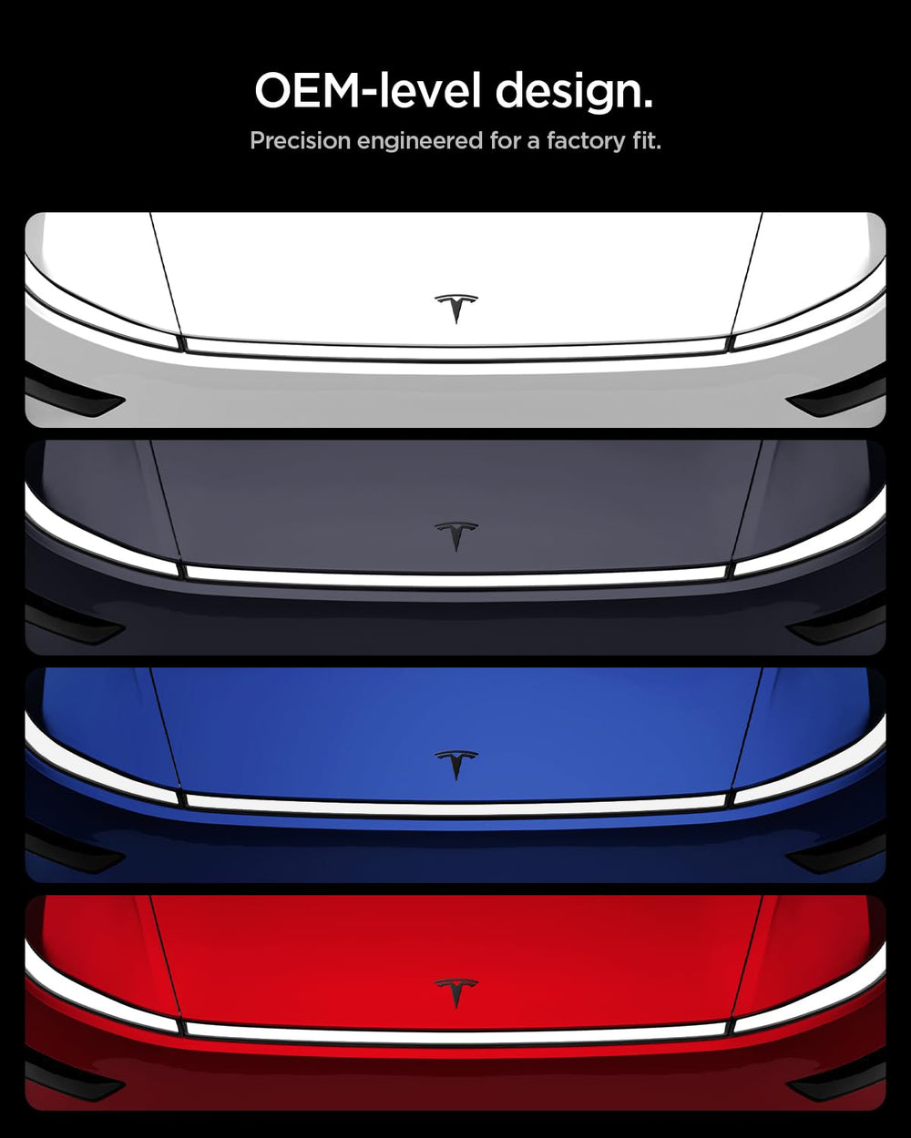 Spigen hood ornament with ultra-strong adhesion resisting peeling after washes