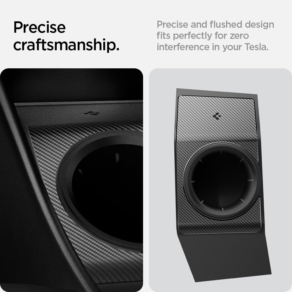 Spigen J1772 dock installed in Model Y door pocket for quick access