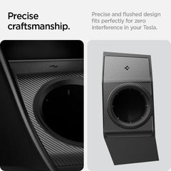 Spigen J1772 dock installed in Model Y door pocket for quick access