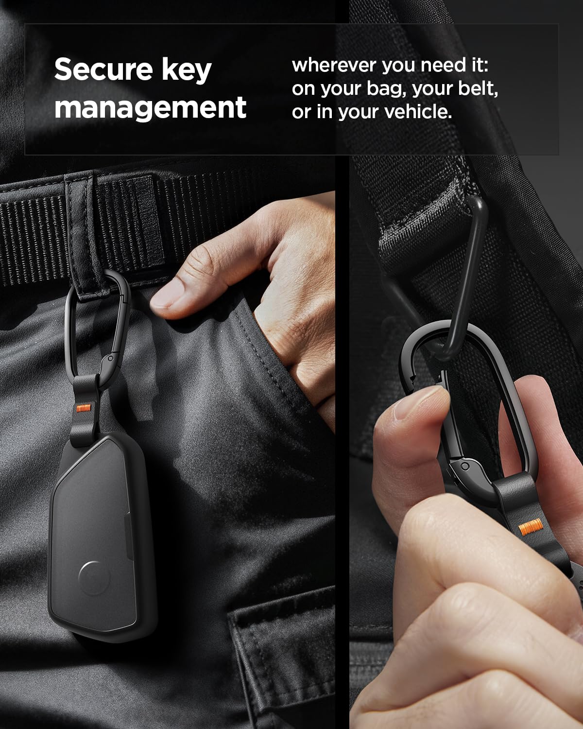Spigen cover shields key fob; shock-absorbent protection.