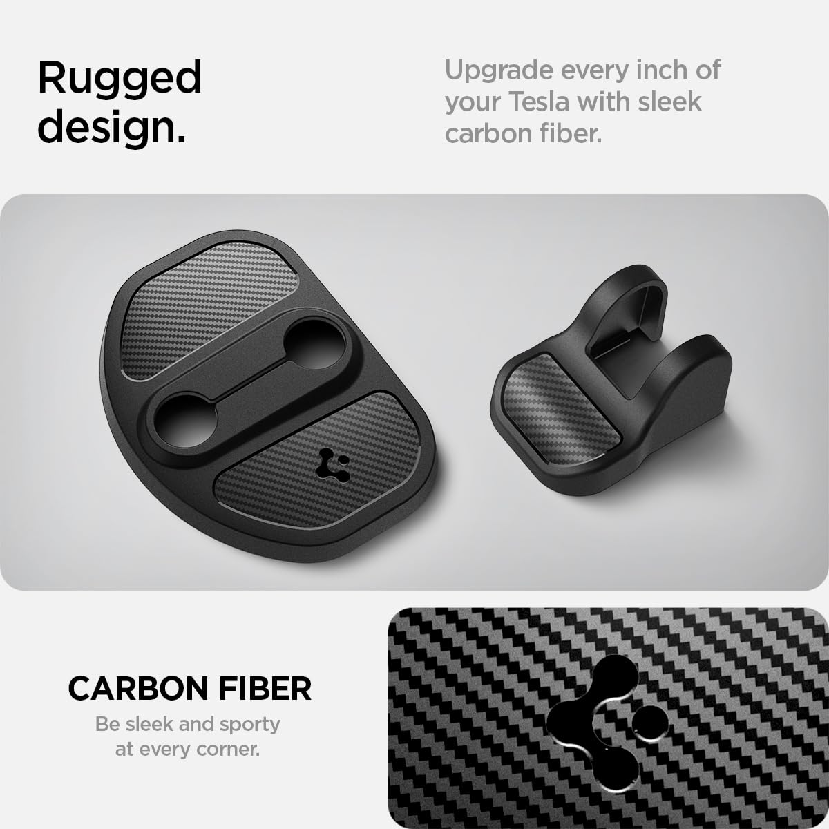 Spigen Model Y carbon fiber protector enhances Tesla aesthetics.