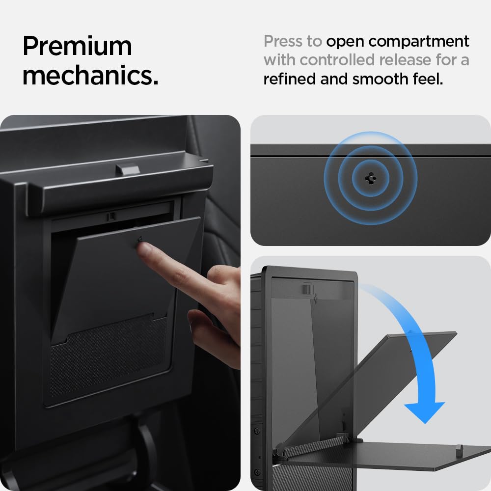 Spigen One-Tap Hidden Storage Box uses 3M adhesive mounting.