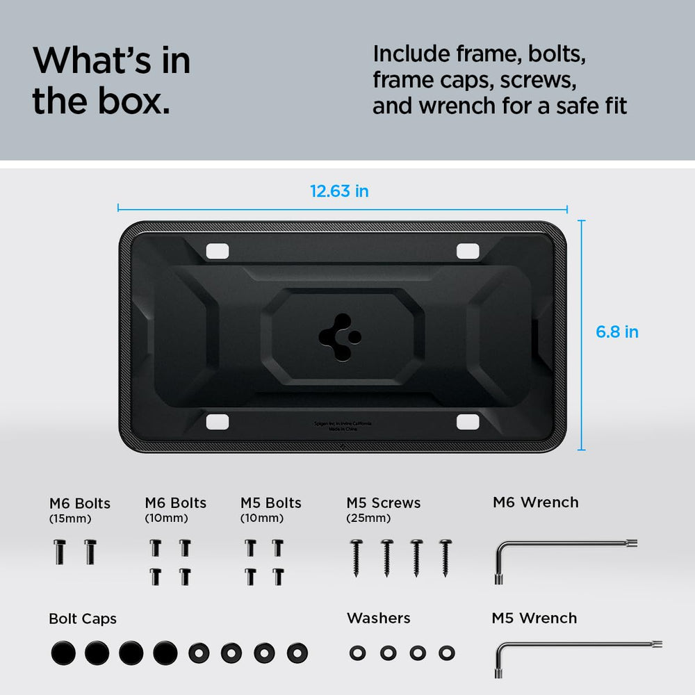 Spigen package includes bolts caps and wrench for easy installation