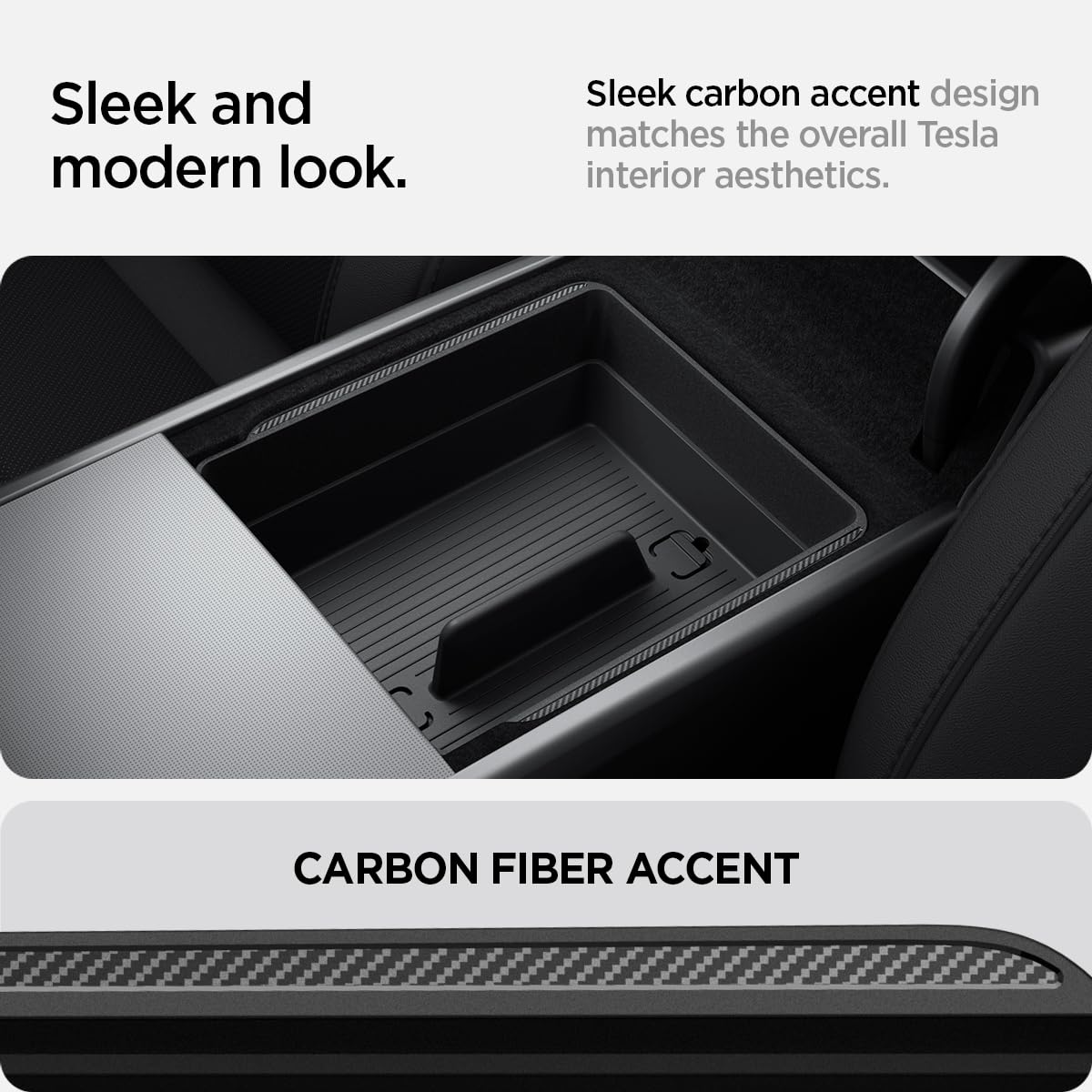 Spigen PC container with carbon fiber accent visible in durable interior