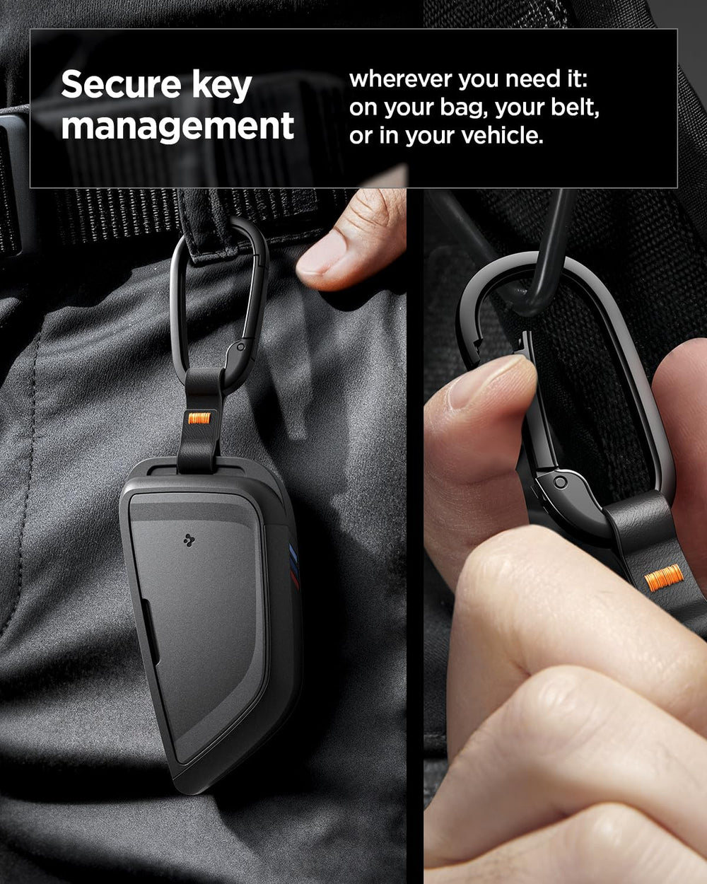 Spigen carabiner keeps keys organized and secure during daily use