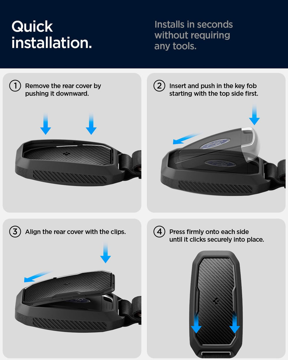 Spigen Rugged Armor key fob cover lifestyle-ready, ideal gift for Ford drivers
