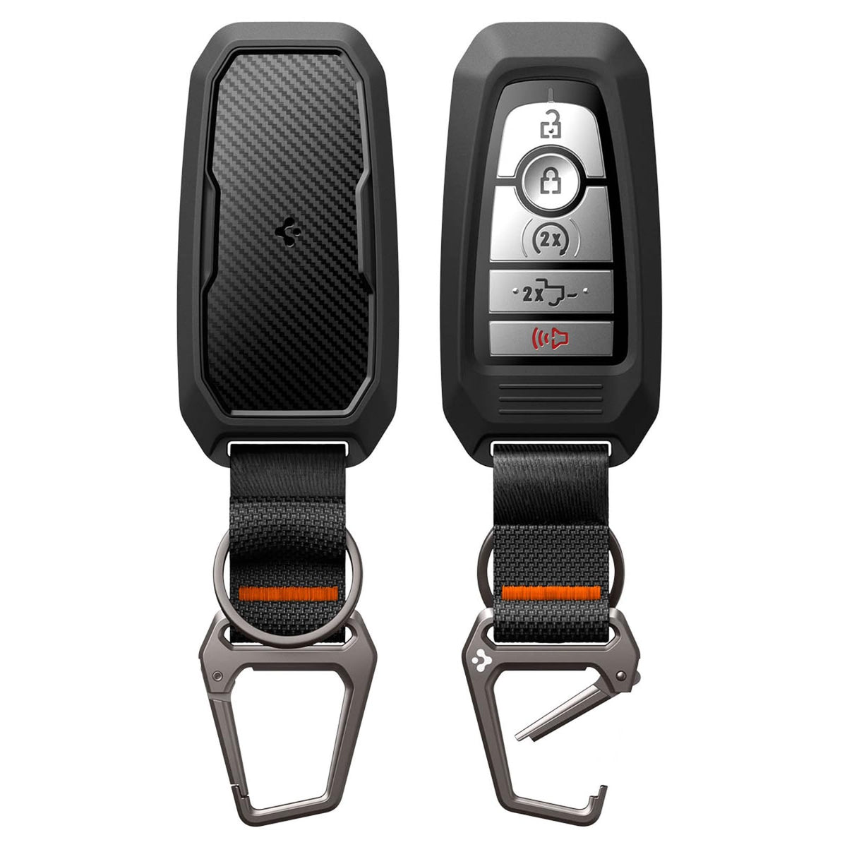 Spigen Rugged Armor key fob cover for Ford F-150, close-up showing protective layer