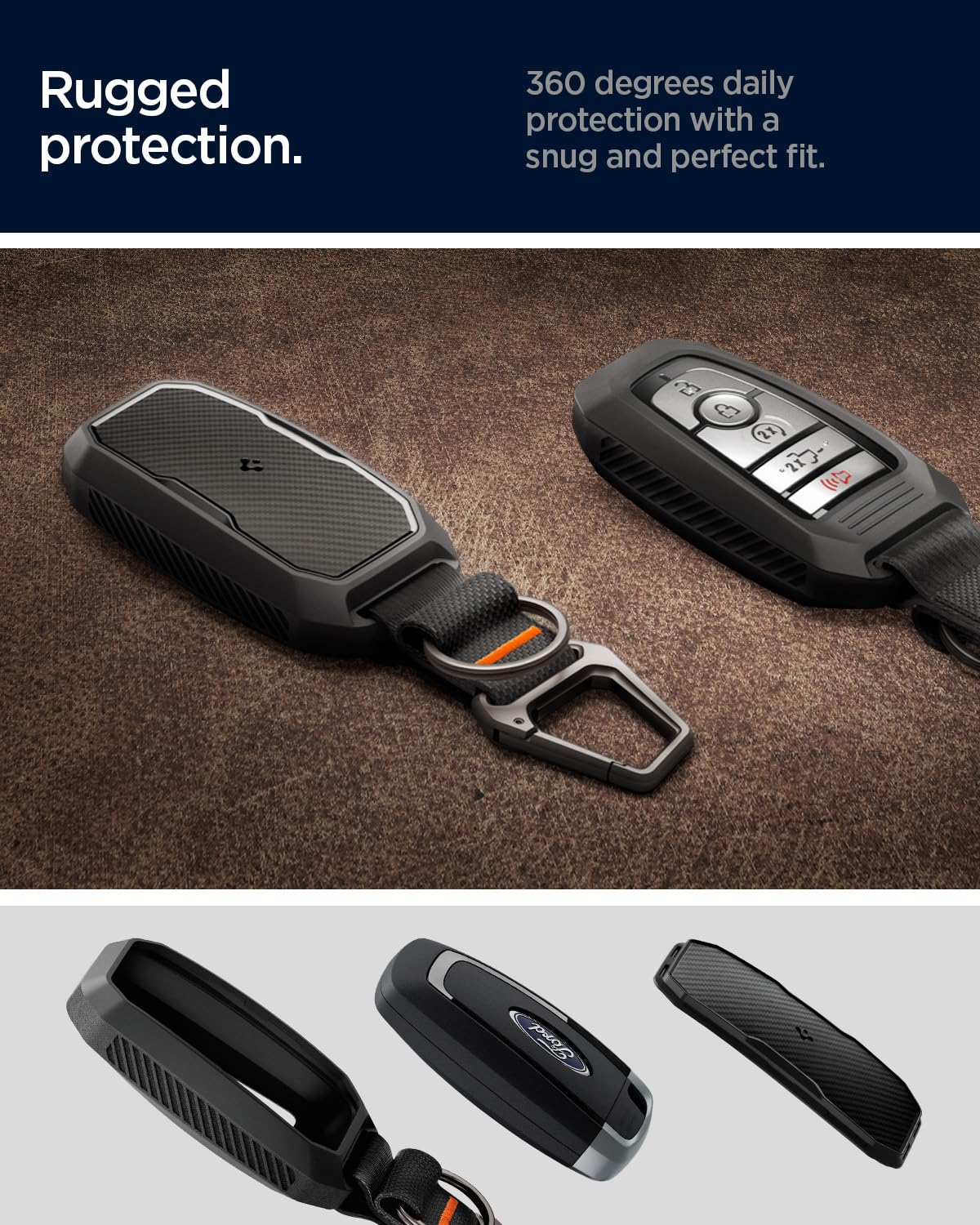 Spigen Rugged Armor key fob cover with keychain attachment for versatility