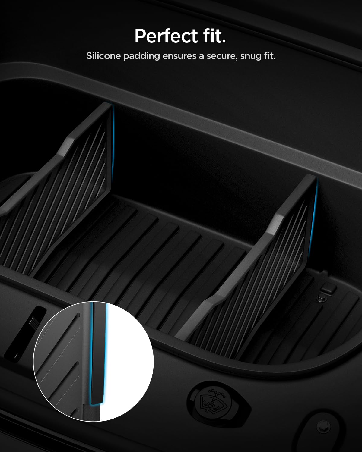 Spigen Tesla Model Y frunk organizer setup in Juniper trims