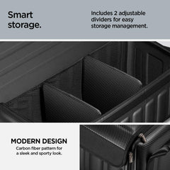 Spigen Trunk Organizer securely fastened with bottom grip and trunk hooks