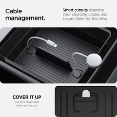 Spigen two cutouts cable management image shows clutter-free center console