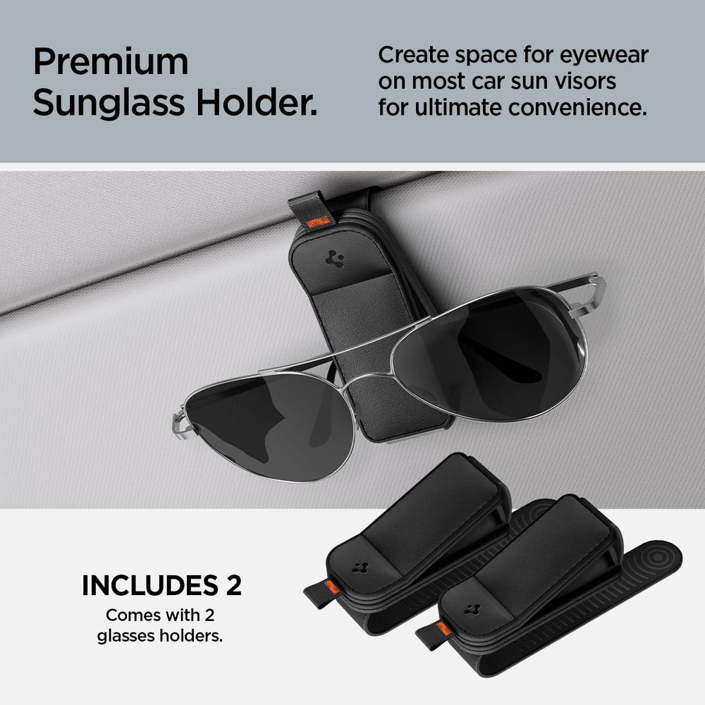 Spigen two-pack car visor holder keeps two glasses organized and within reach.