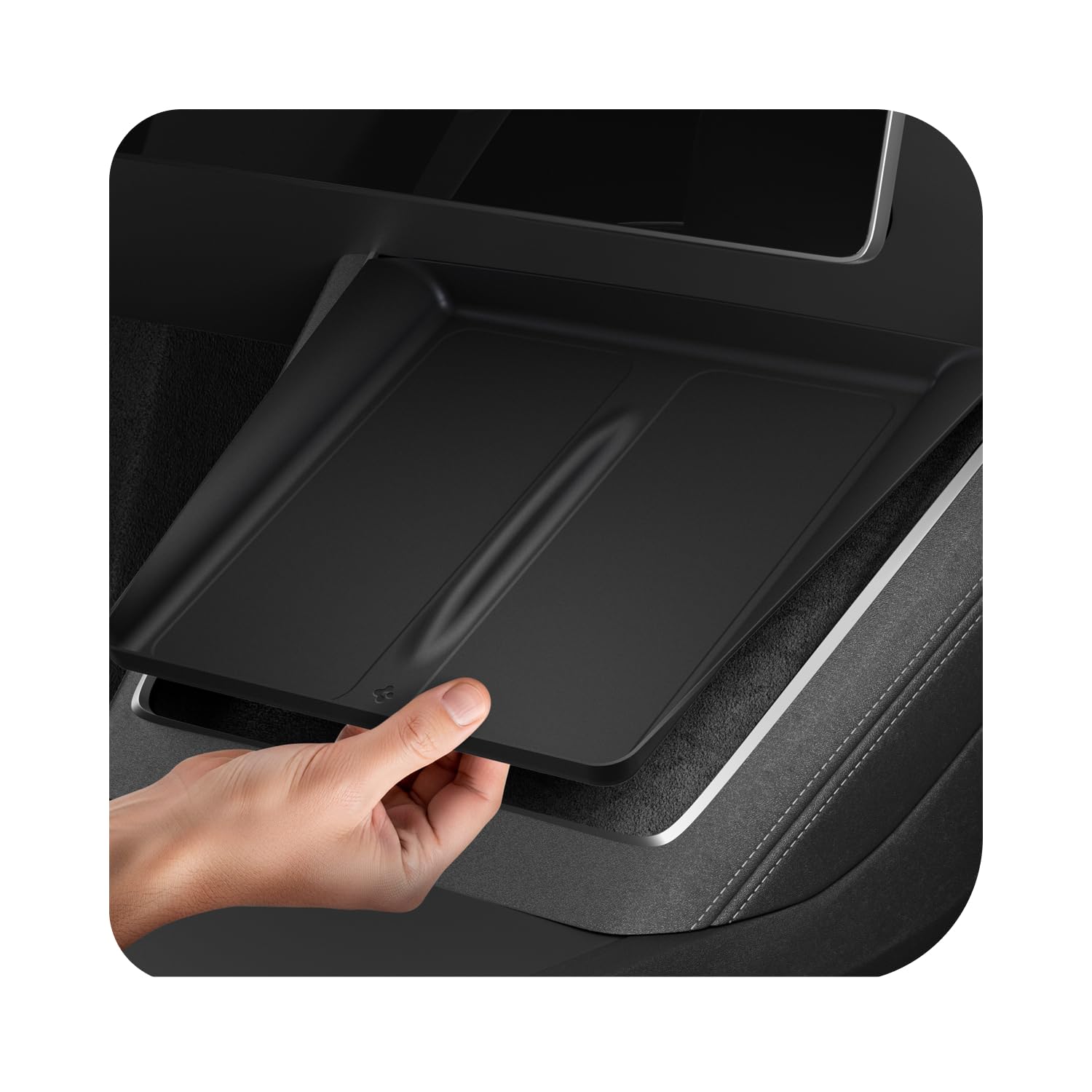 Spigen ultra-thin wireless charging pad enabling uninterrupted charging on Model Y
