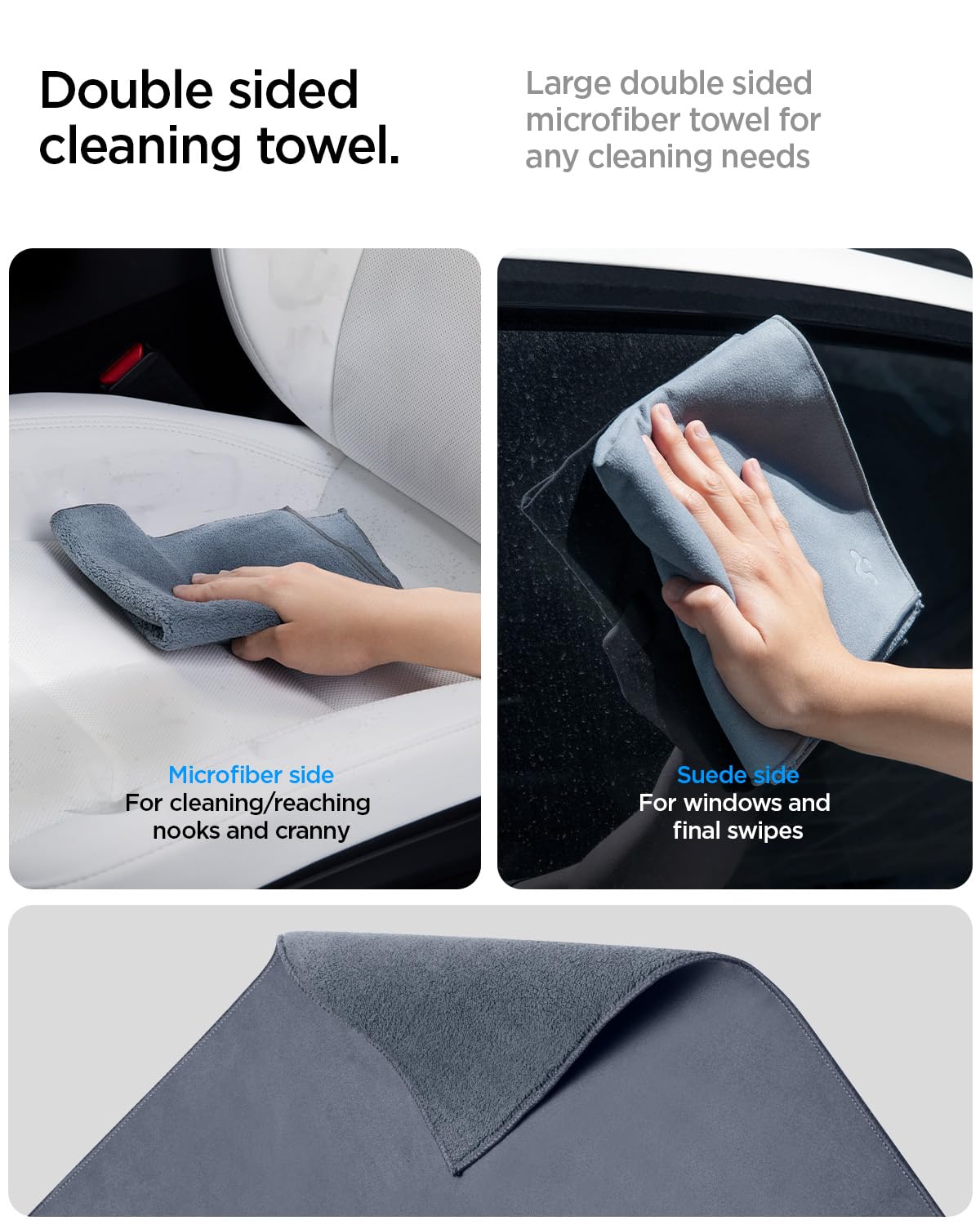 Spigen Velcro rear storage; quick access to cleaning tools.