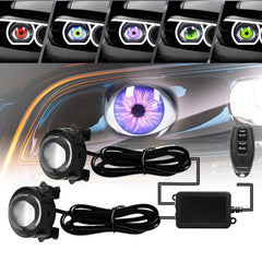 SPNANMA demon eye headlights HD lens close-up showing crisp illumination.
