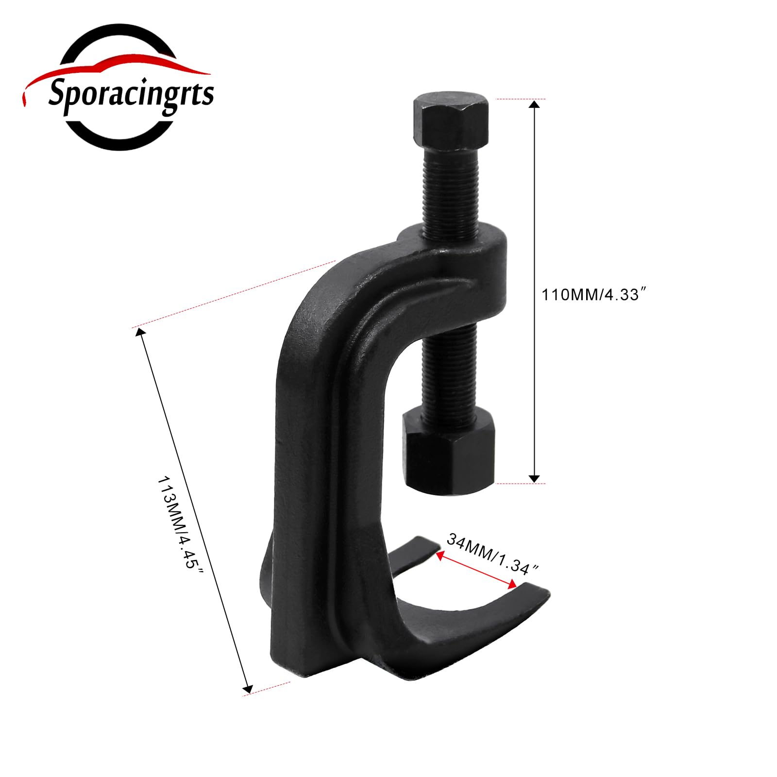 Sporacingrts ball joint separator extended range reaches up to 2 3/8 inches.