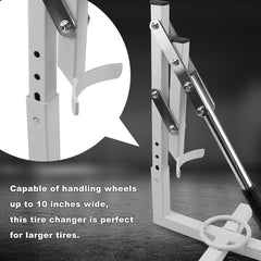 10-inch wheel width capability supports wider tires in workshops.