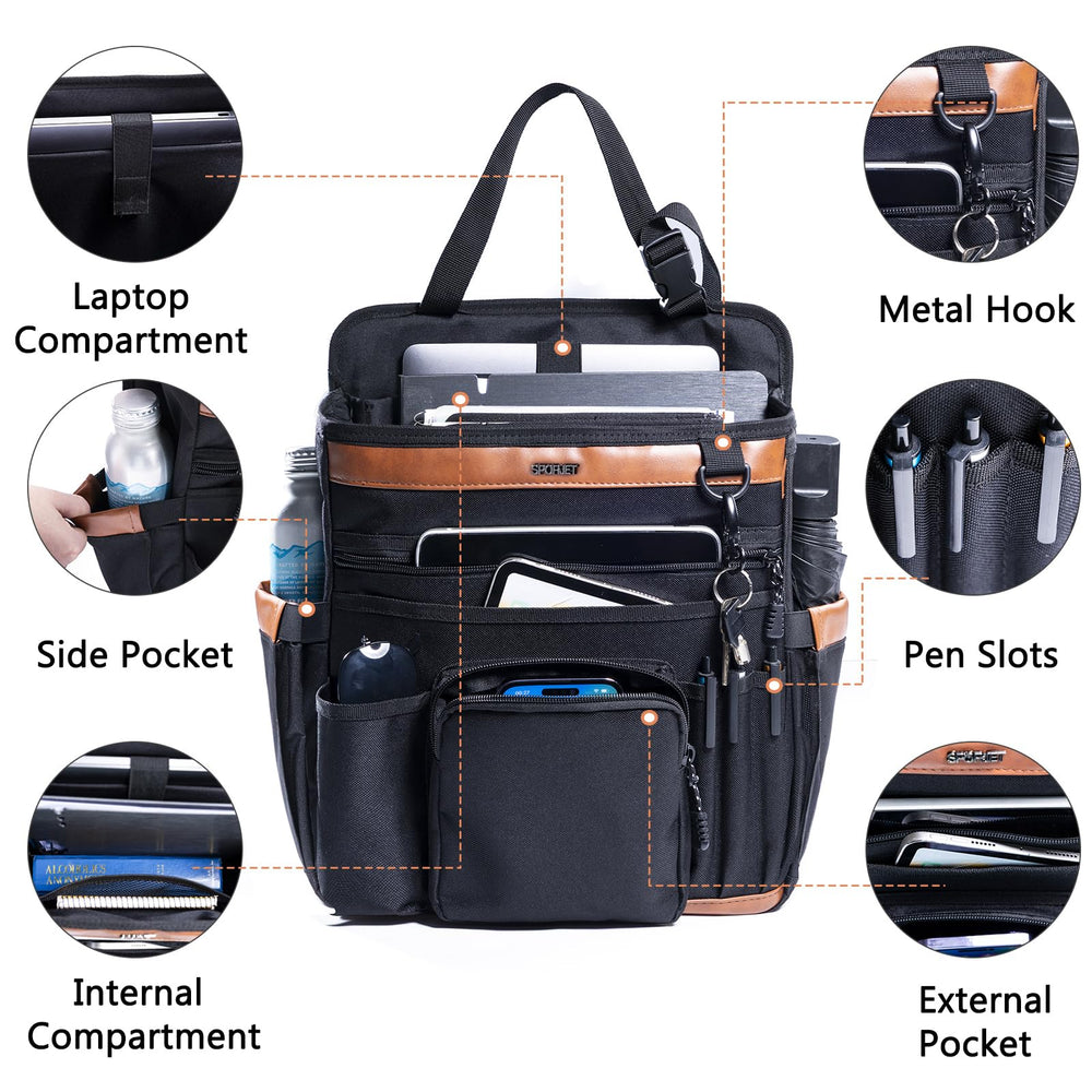 SPORJET car seat organizer laptop sleeve securely holds a 15.6-inch device.