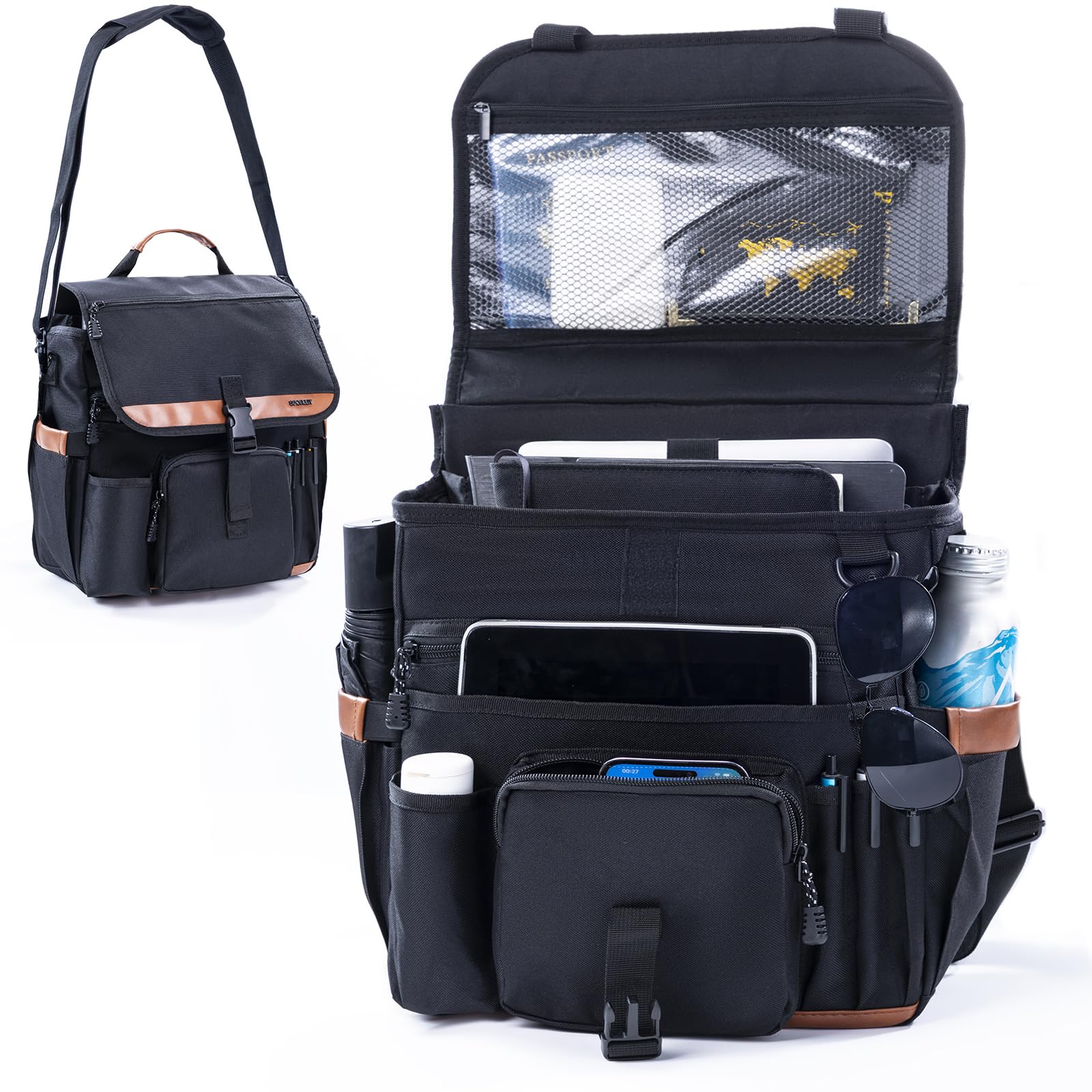 SPORJET front-seat organizer with lid for clutter-free driving and privacy.