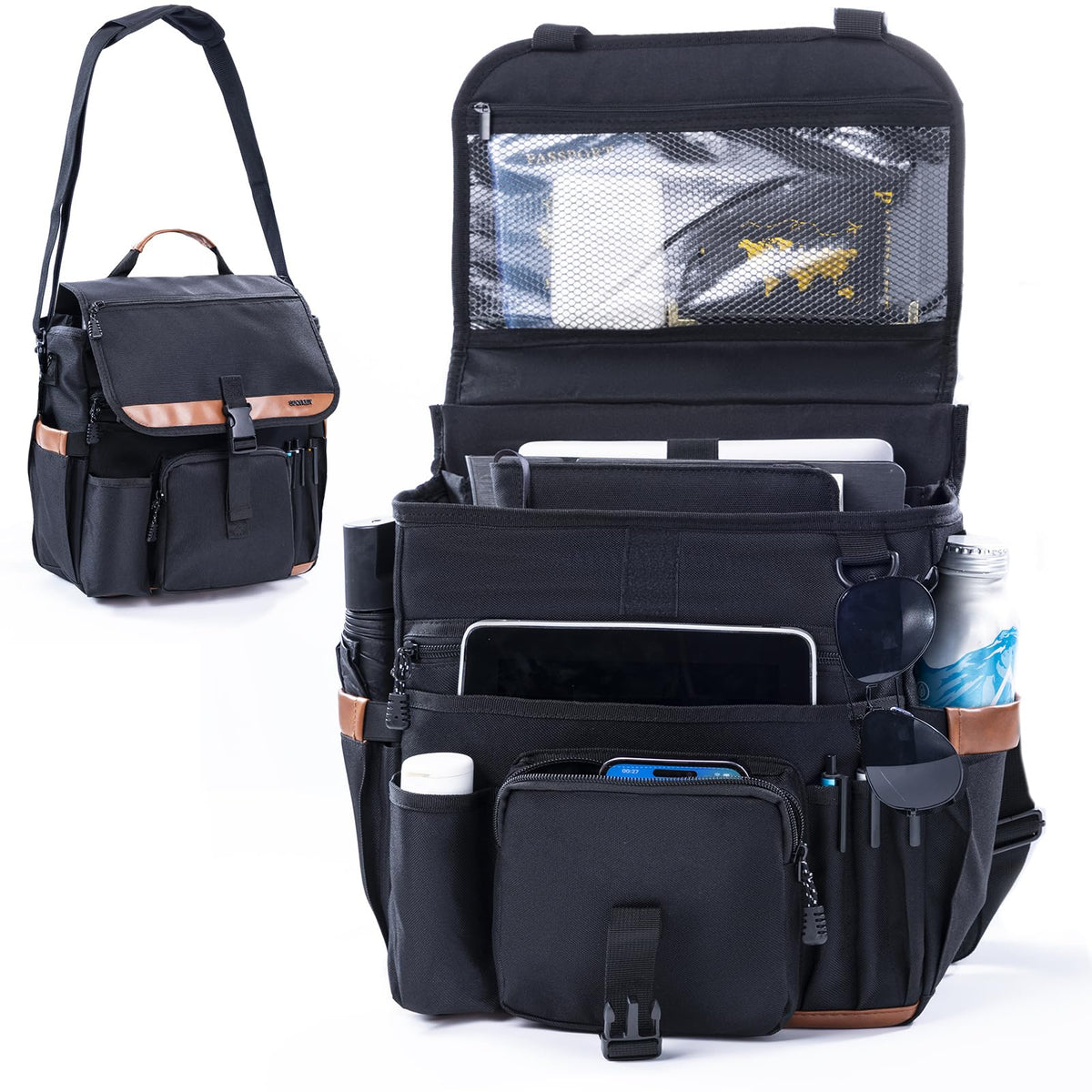 SPORJET front-seat organizer with lid for clutter-free driving and privacy.