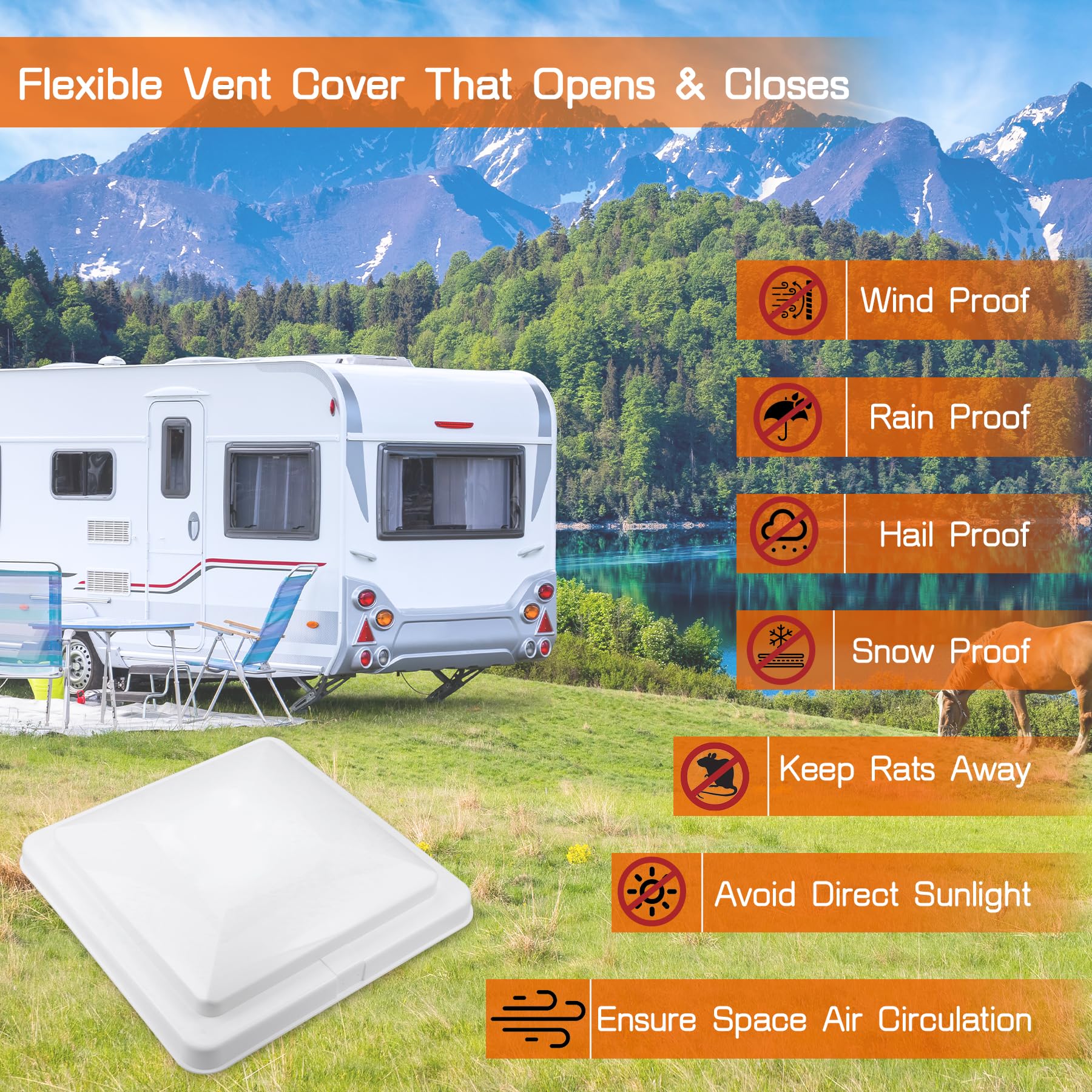 Sporthfish universal-fit vent cover works with many roof vent brands