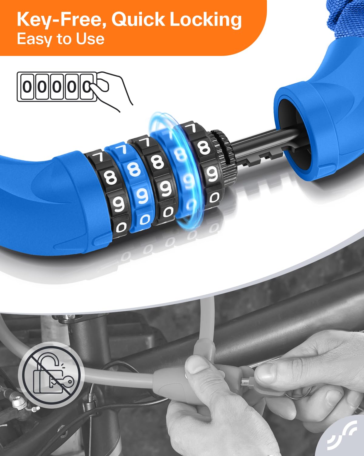 Close-up of Sportneer five-digit dial highlighting easy code entry.