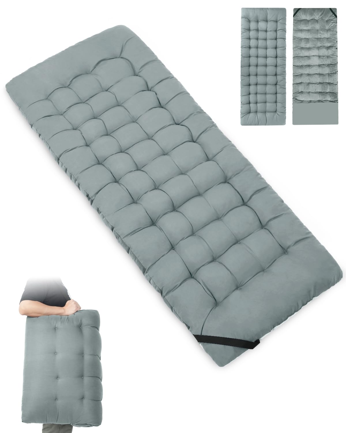 Sportneer cot mattress on a camp cot delivering cloud-like comfort for restful sleep