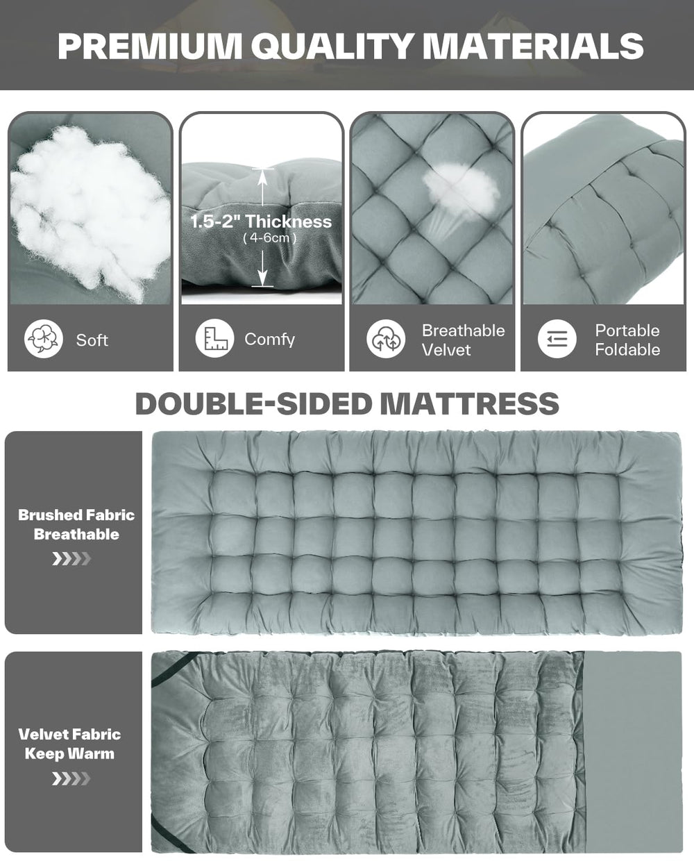 Sportneer cot mattress rolled for compact storage during travel and camping