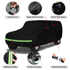 Sportuli Bronco cover side view highlights left zipper door for easy access.