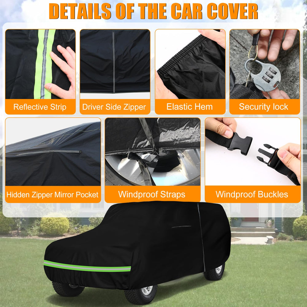 Sportuli Bronco cover zipper door detail enables convenient entry while covered.