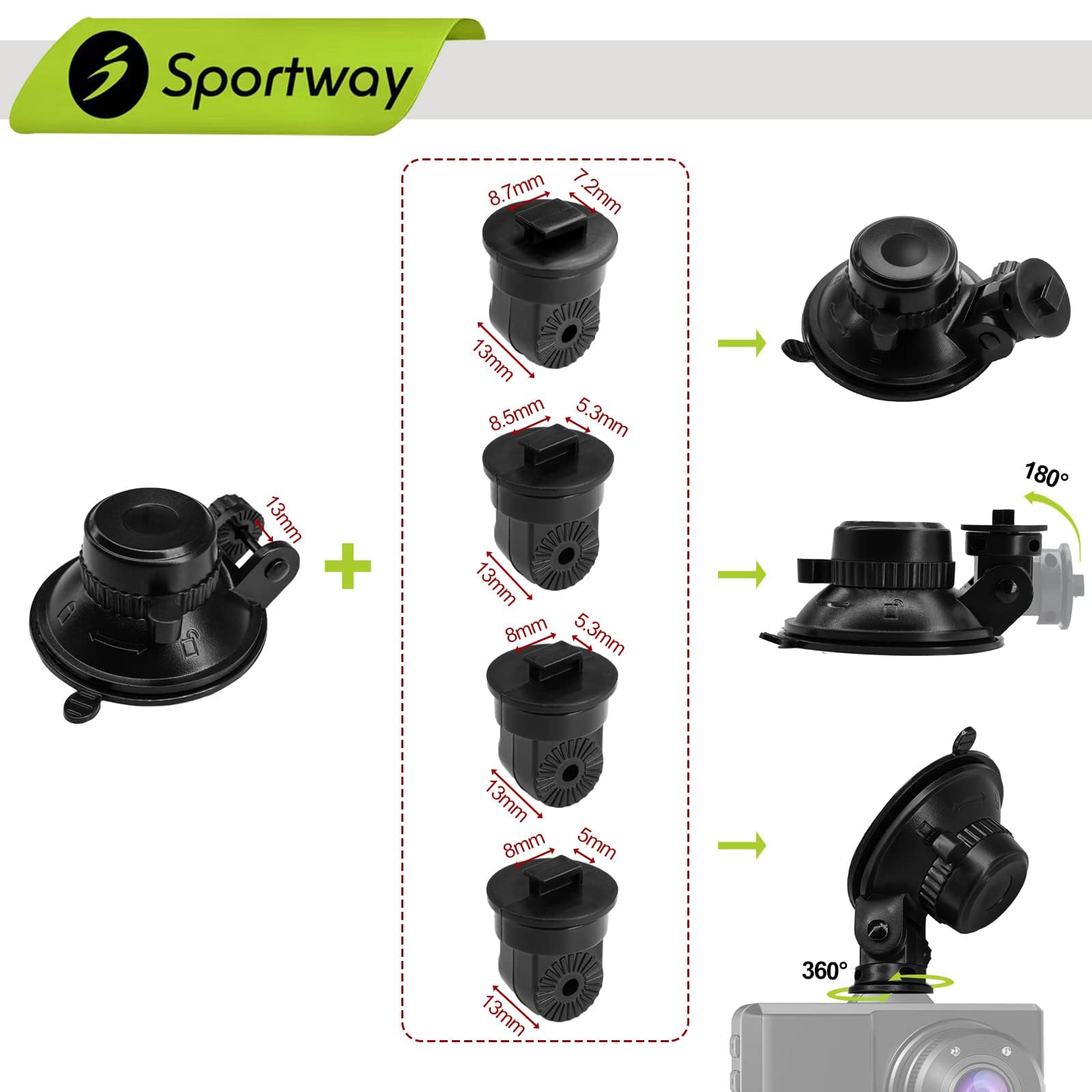 Sportway S504 suction cup detail highlighting strong vacuum seal benefit for stability