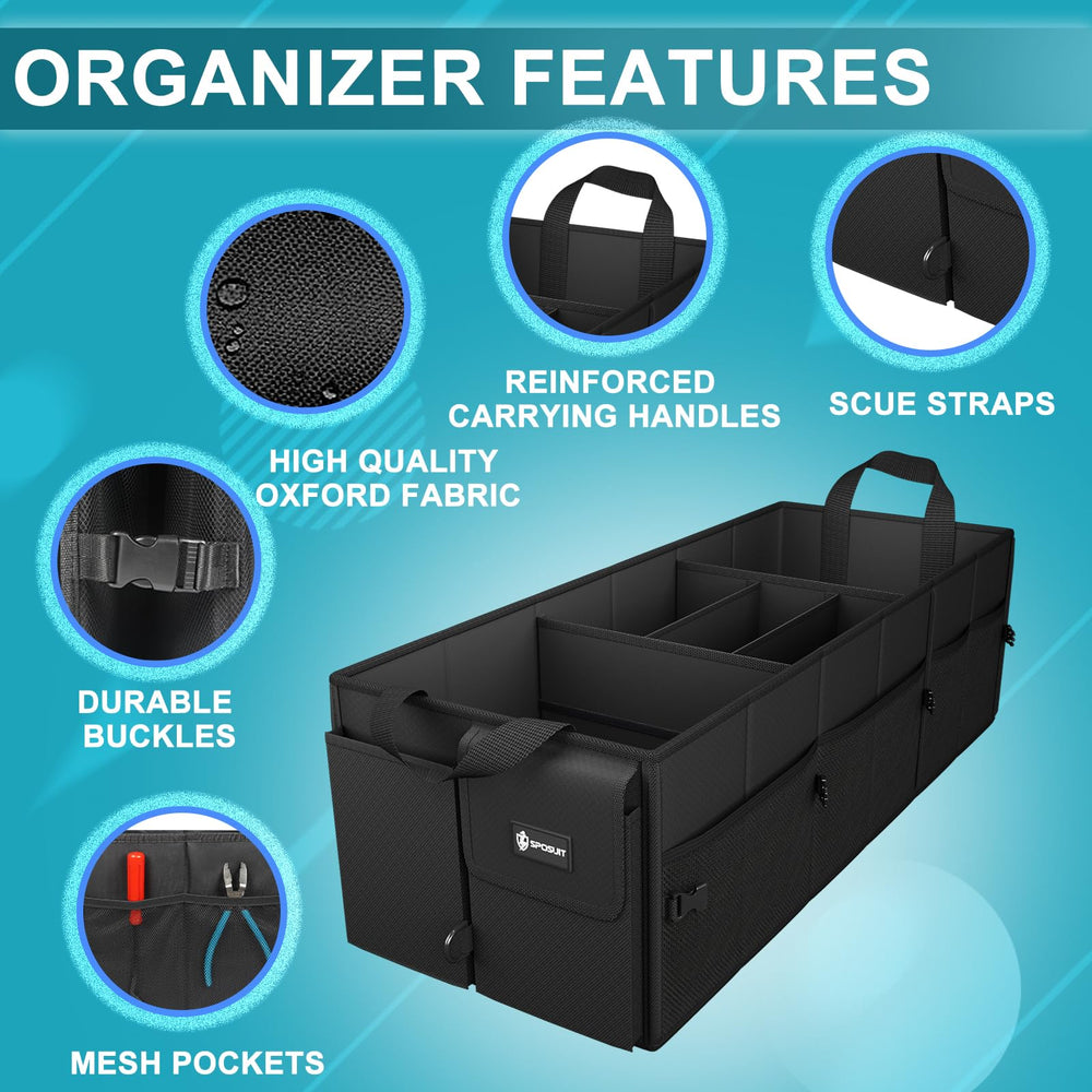 Sposuit trunk organizer non-slip underside prevents movement while driving