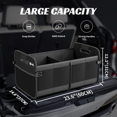Sposuit trunk organizer with velcro-secured fold prevents shifting during travel.