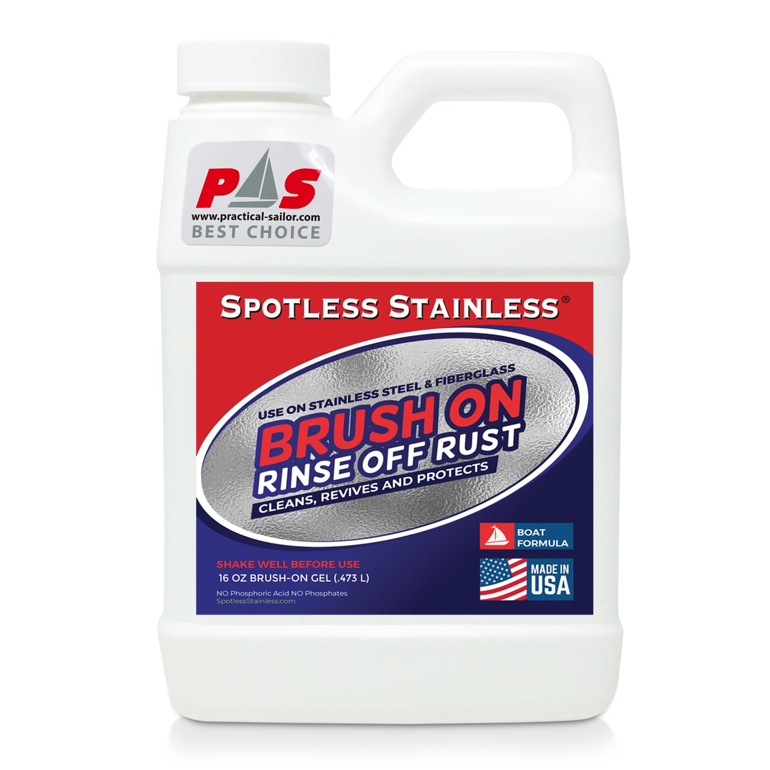 Spotless Stainless rust remover bottle for quick marina rust cleanup