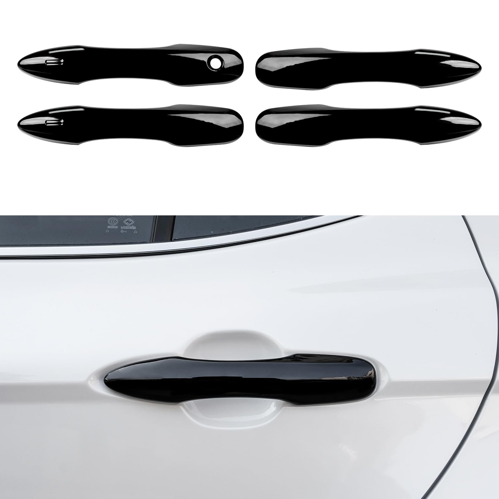 Spotrim door handle cover on a Toyota Camry front left, protecting against scratches.