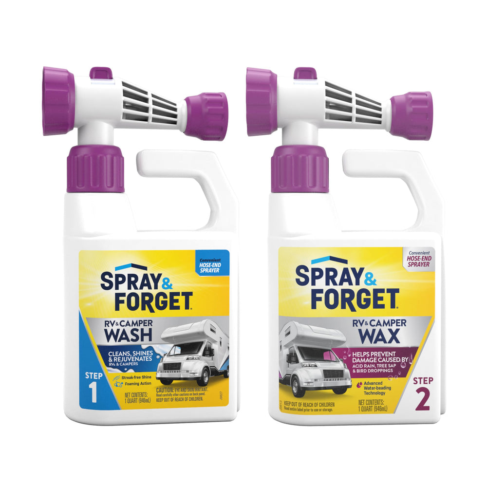 Spray & Forget RV & Camper Wash foaming action cleans exterior surfaces