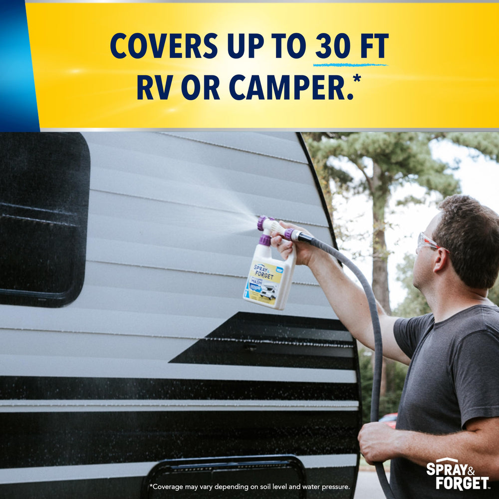 Spray & Forget RV & Camper Wax hose-end adapter setup for quick waxing