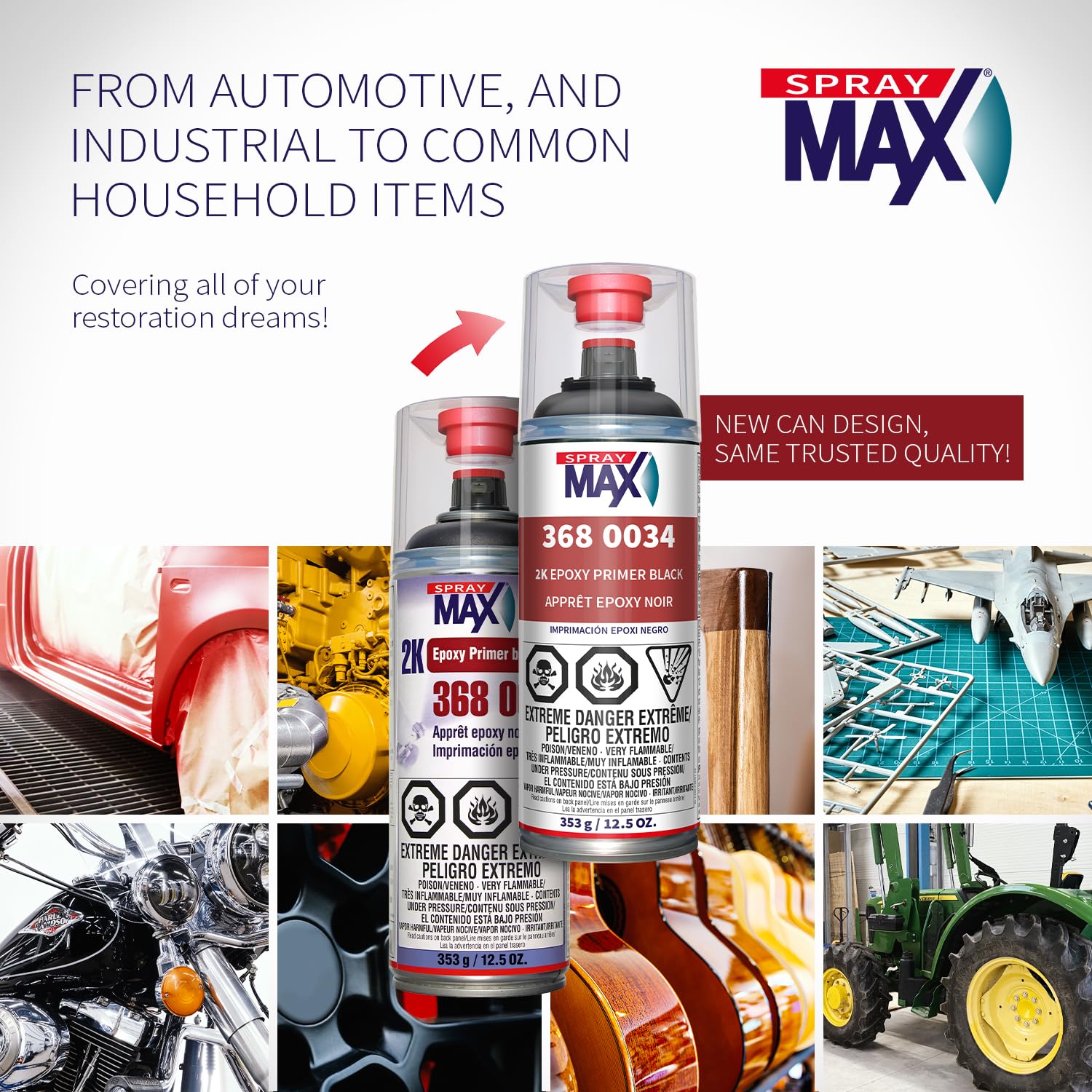 SprayMax packaging in workshop for professional-grade auto refinishing.