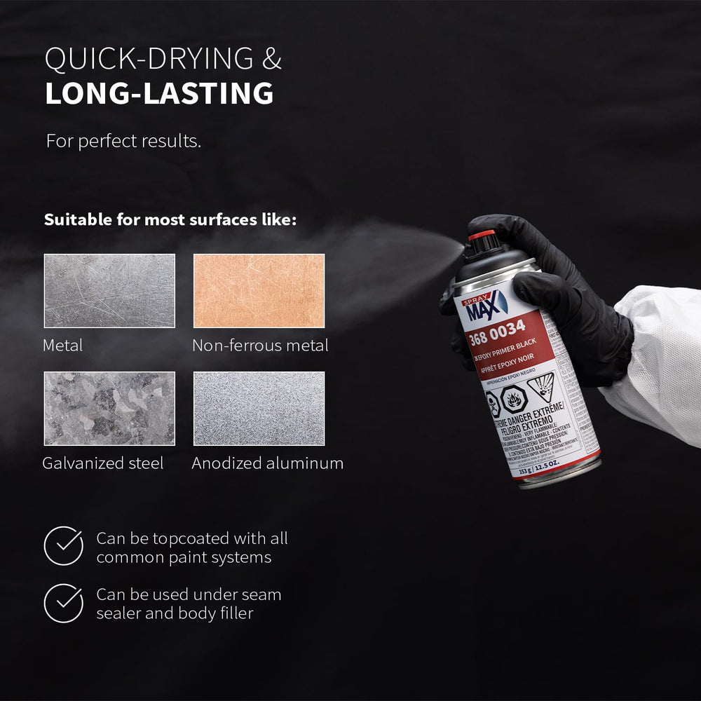 SprayMax 2K Epoxy Primer Black sanded surface ready for topcoat.