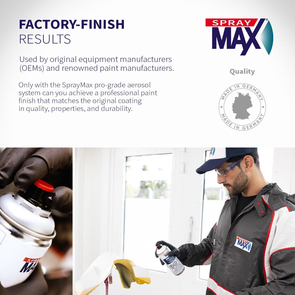 Wide compatibility of SprayMax 2K Topcoat with metal, fiberglass, and plastics.