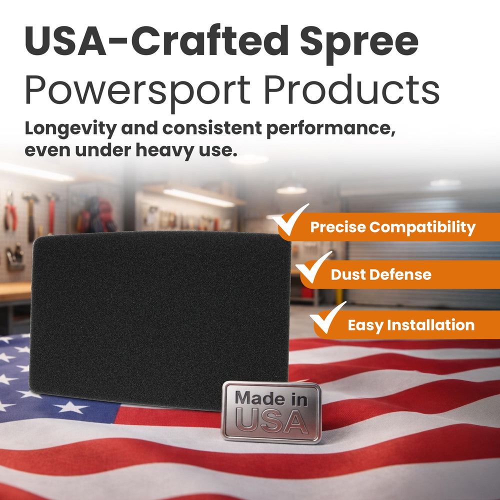 Spree Powersport air filter YFM80 detail close-up shows seal and mounting precision.
