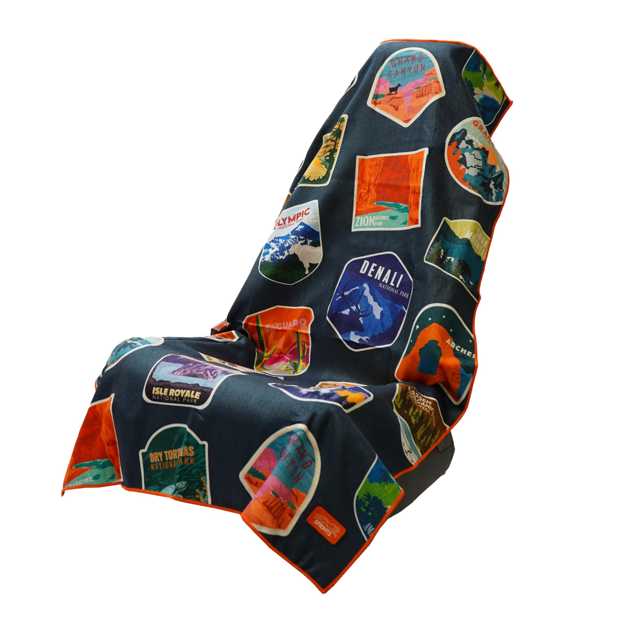 Sprints athletic towel with National Parks design for quick sweat absorption during workouts.