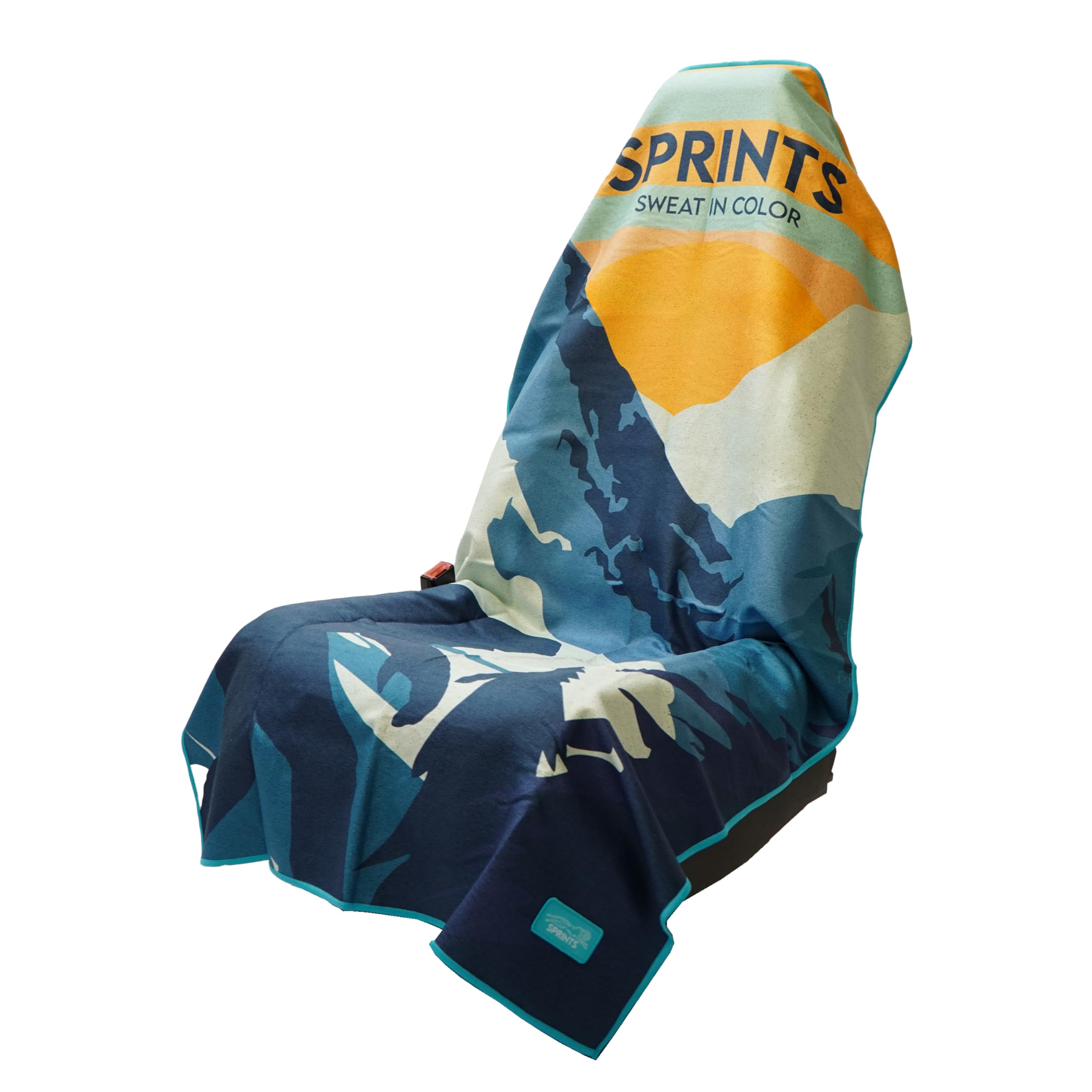 Sprints athletic running towel unfolded for full-size coverage during workouts.