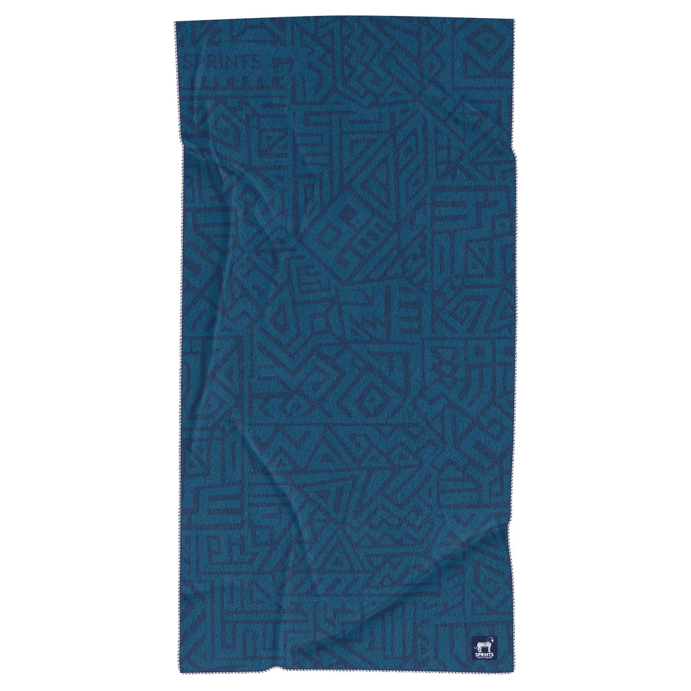 Sprints towel measures 62.5 by 32 inches for versatile surface coverage.