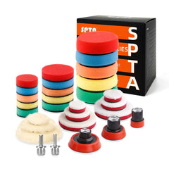 SPTA 29Pcs polishing pad kit with mixed pads for car waxing and detailing
